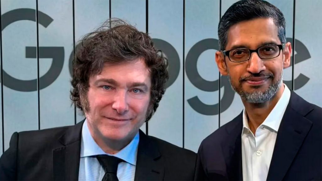 Javier Milei fue recibido por el CEO de Google, quien le dio un regalo muy especial