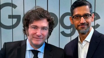Javier Milei fue recibido por el CEO de Google, quien le dio un regalo muy especial