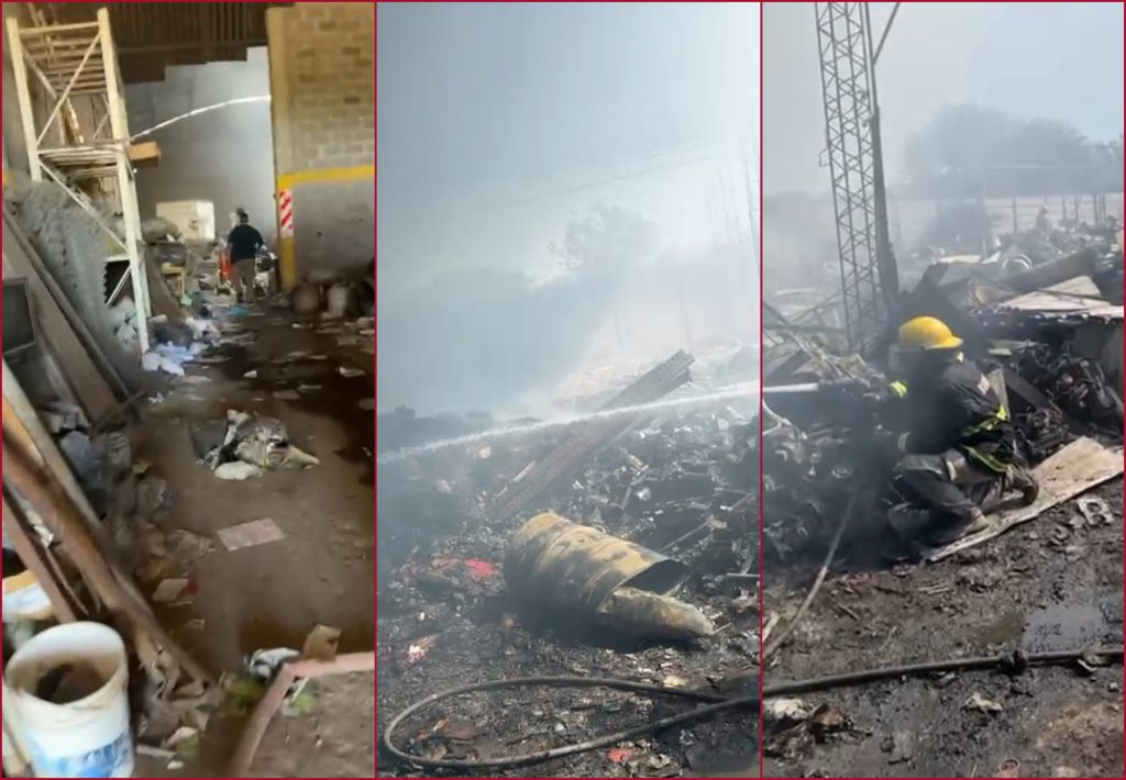 VIDEO: Impactantes imágenes del incendio en la chatarrería