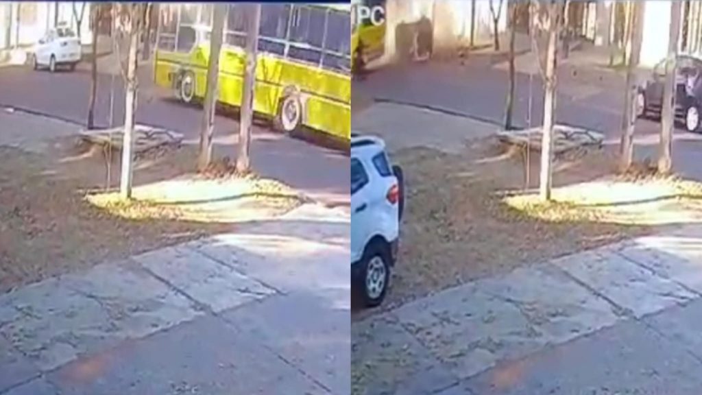 VIDEO. Así fue el momento en el que un colectivo chocó a un remis en plena Belgrano