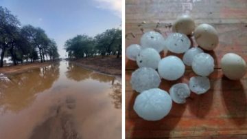 Un fuerte temporal de lluvia y granizo sorprendió al sudeste santiagueño