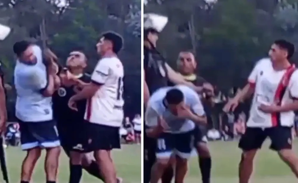 VIDEO: un partido de fútbol en Tucumán se picó y el árbitro golpeó a un jugador