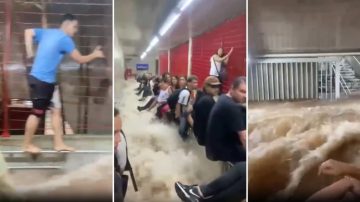 VIDEO: Una tormenta inundó los subtes y los pasajeros debieron aferrarse a las barandas para salvarse