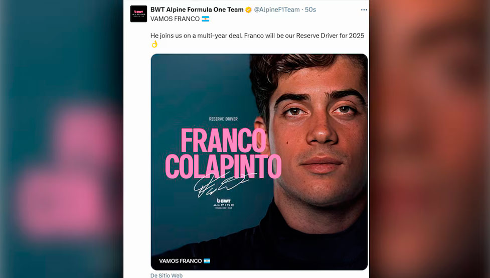 Franco Colapinto fue contratado por Alpine para continuar en la Fórmula 1