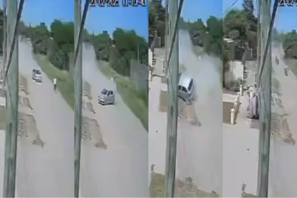 VIDEO. Automovilista volcó en plena fuga tras haber embestido a un motociclista