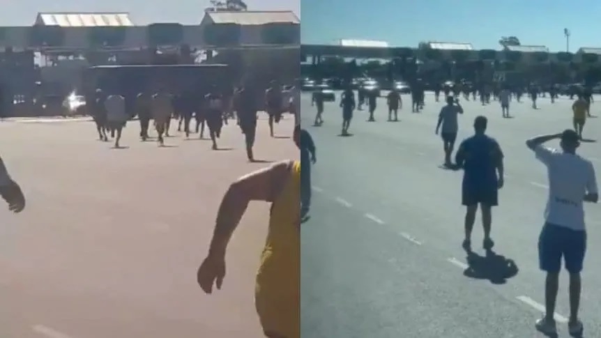 VIDEO. Hinchas de Boca e Independiente se cruzaron en el peaje de Dock Sud y hubo botellazos y corridas