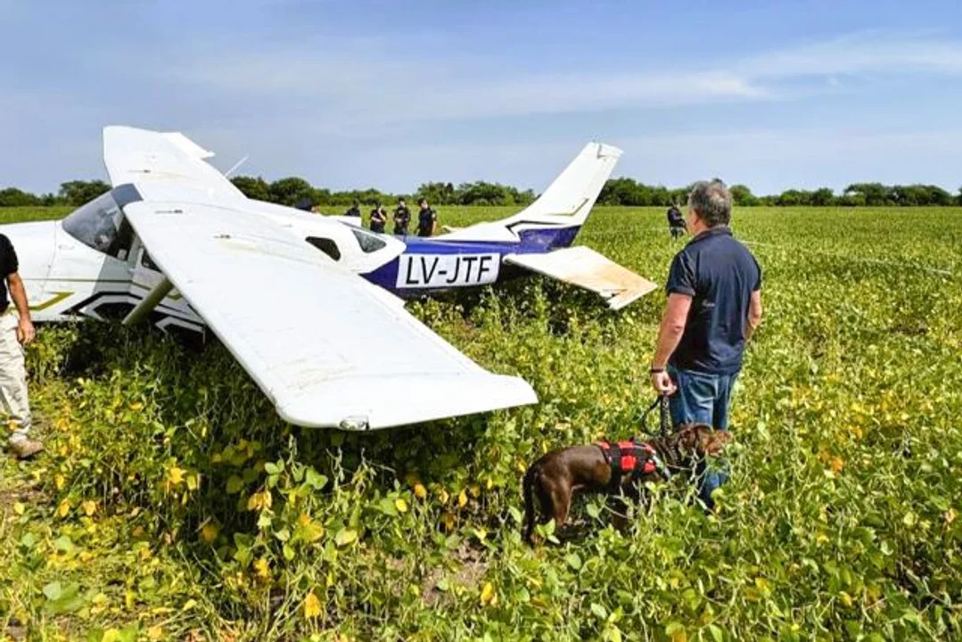 Hallaron una avioneta abandonada en un campo y sospechan que transportaba droga