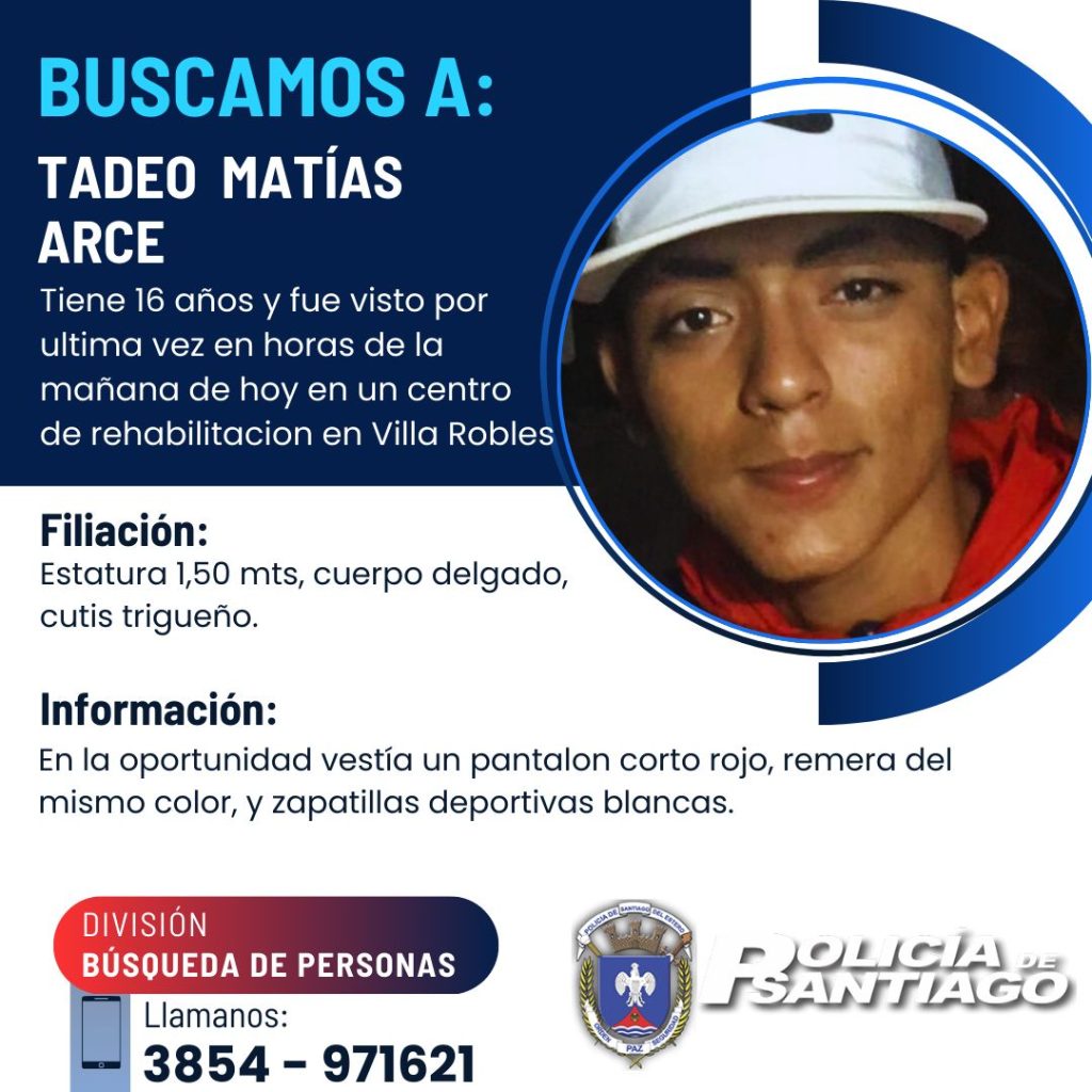 Buscan a un adolescente del B° Belén, visto por última vez en un centro de rehabilitación