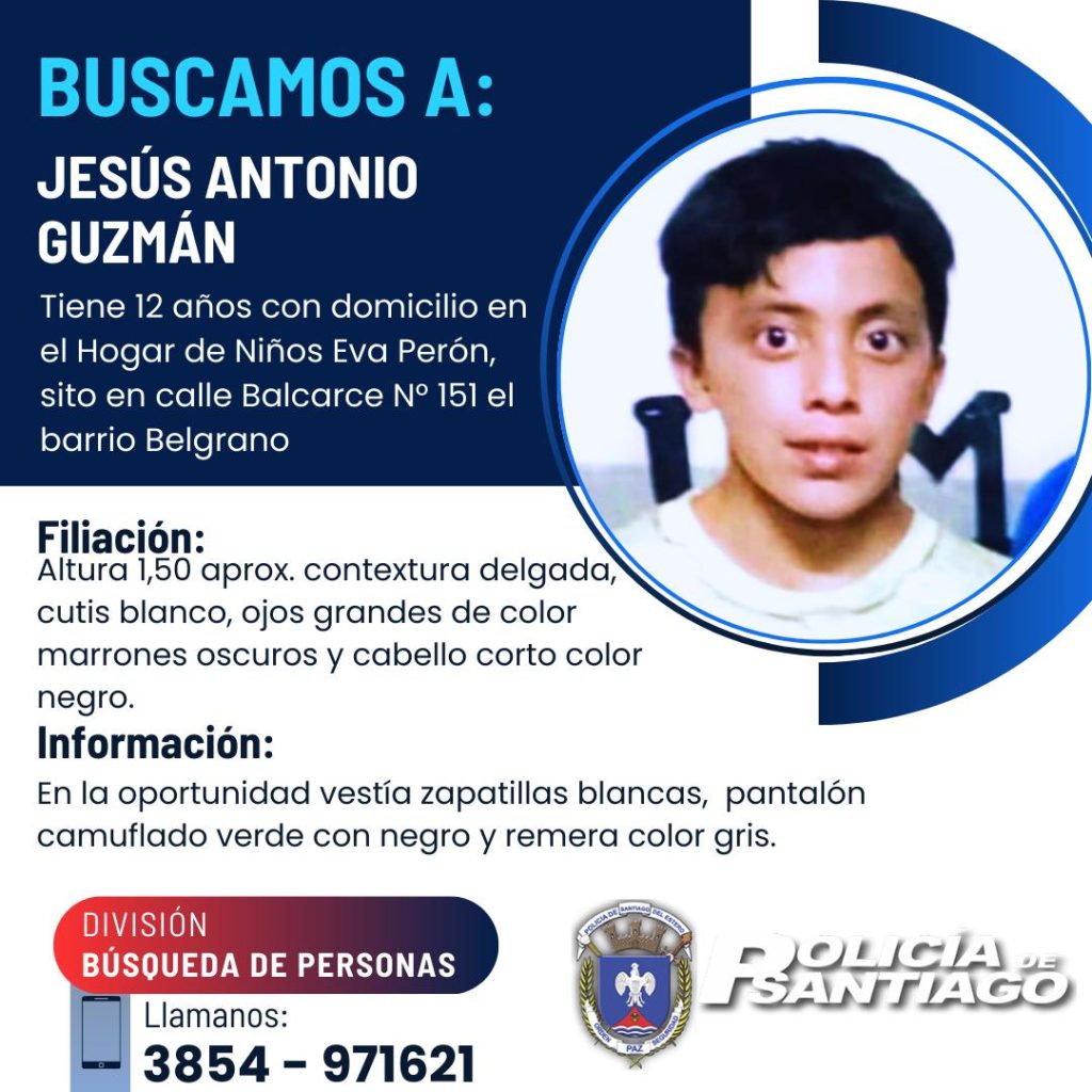 Buscan dar con el paradero de un niño de 12 años  