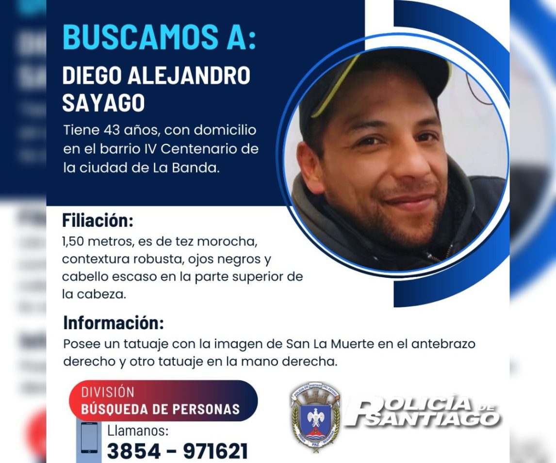Viajó a Buenos Aires y no se supo más: buscan a un bandeño de 43 años