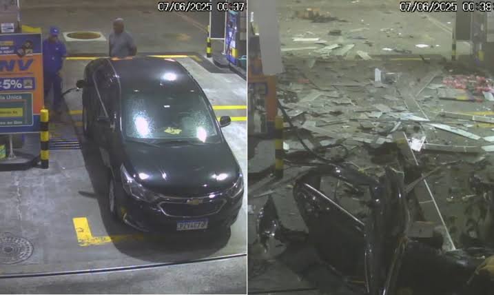Video: explotó el tubo de GNC de un auto en un estación de servicios de Brasil