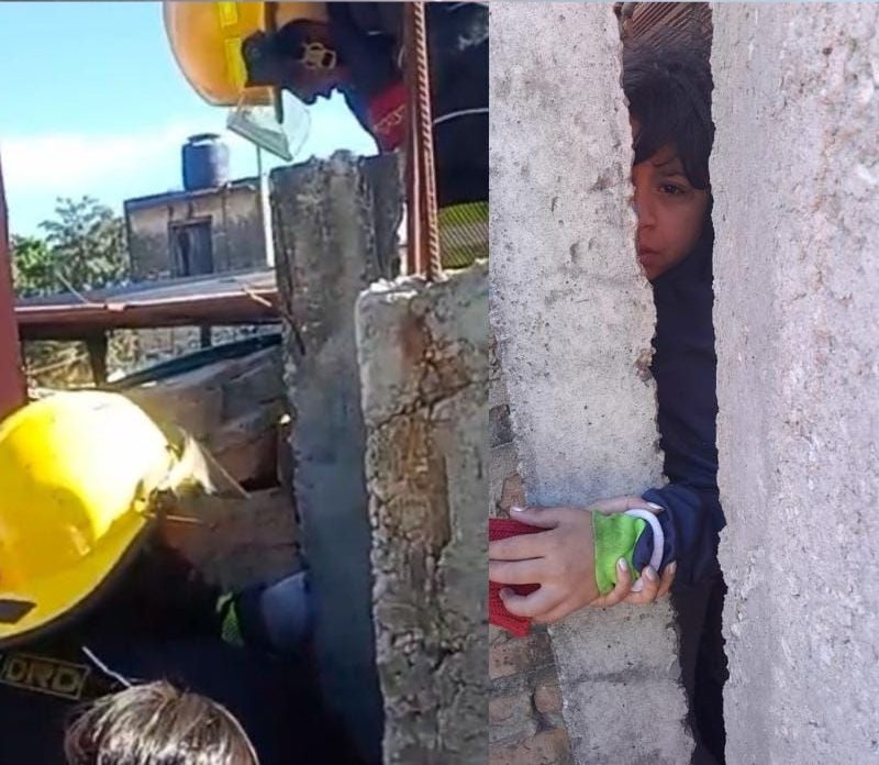 La Banda: Dramático rescate de una nena de 10 años atrapada entre tapias