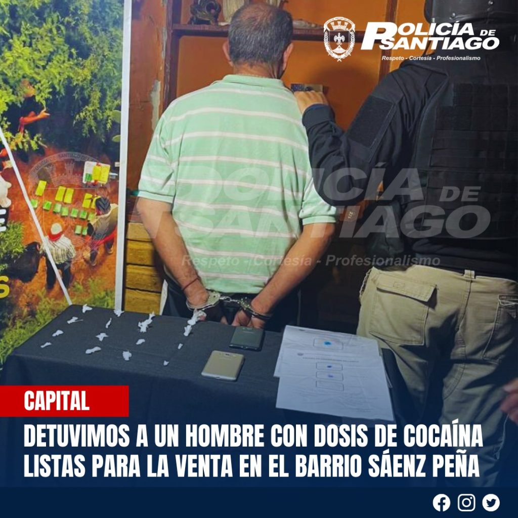 Detuvieron a un hombre de 56 años e incautaron 16 dosis de cocaína