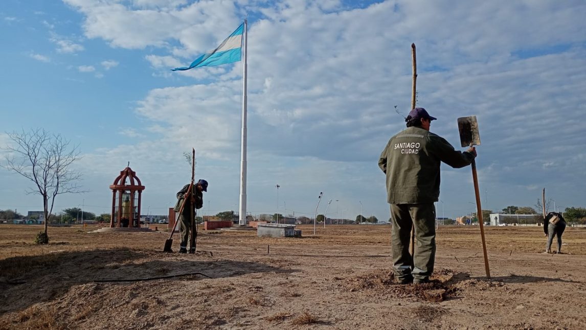Realizan un operativo de reposición de árboles en la rotonda del barrio Autonomía y en la costanera Diego Maradona