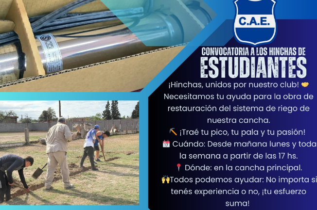 Estudiantes de Huaico Hondo convoca a sus hinchas para restaurar el sistema de riego de la cancha