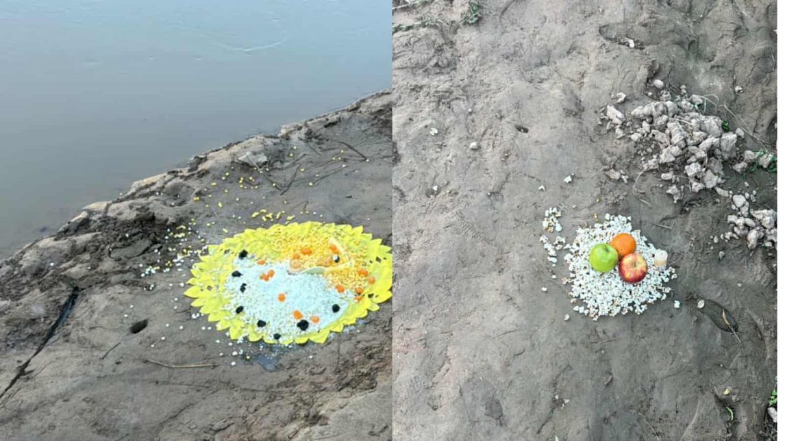 Pochoclos, frutas perfumadas y caramelos: hallan elementos de un ritual a la orilla del Río Salado