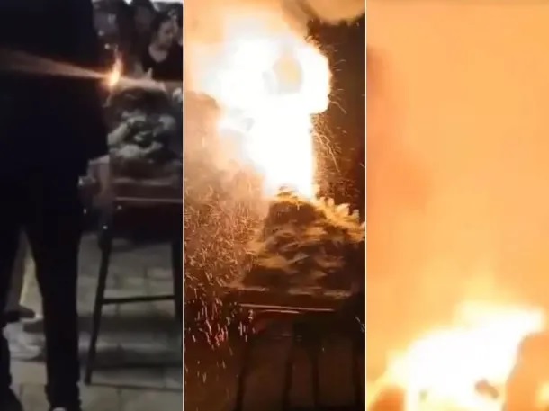 VIDEO: Presentaron un volcán artificial en una feria de ciencias, hizo erupción y varios salieron heridos