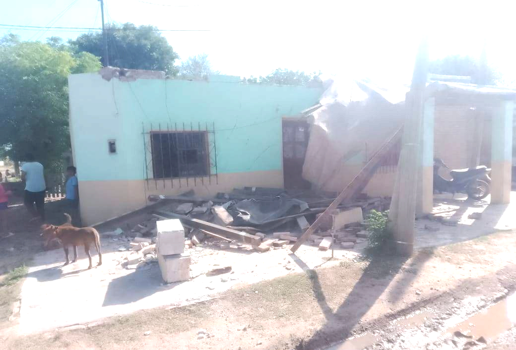 Animales sueltos: dos caballos embistieron y derrumbaron parte de una casa en Monte Quemado