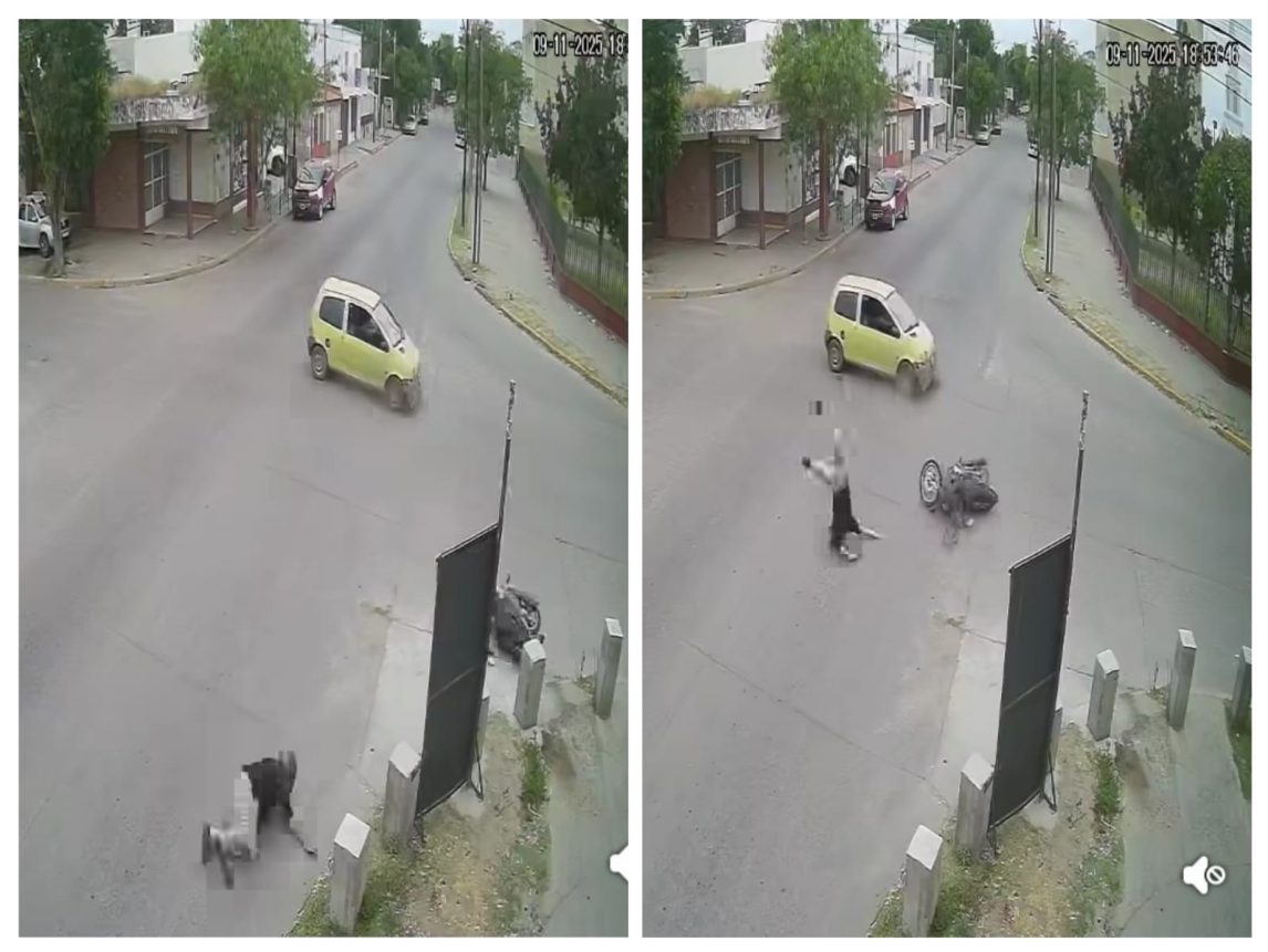 VIDEO | Impactante accidente: Un motociclista voló por el aire al chocar con un auto