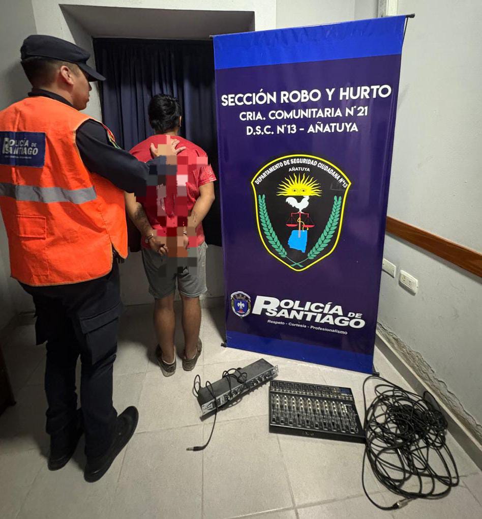 Detienen a un joven y recuperan equipos de sonido robados de un templo evangélico en Bandera
