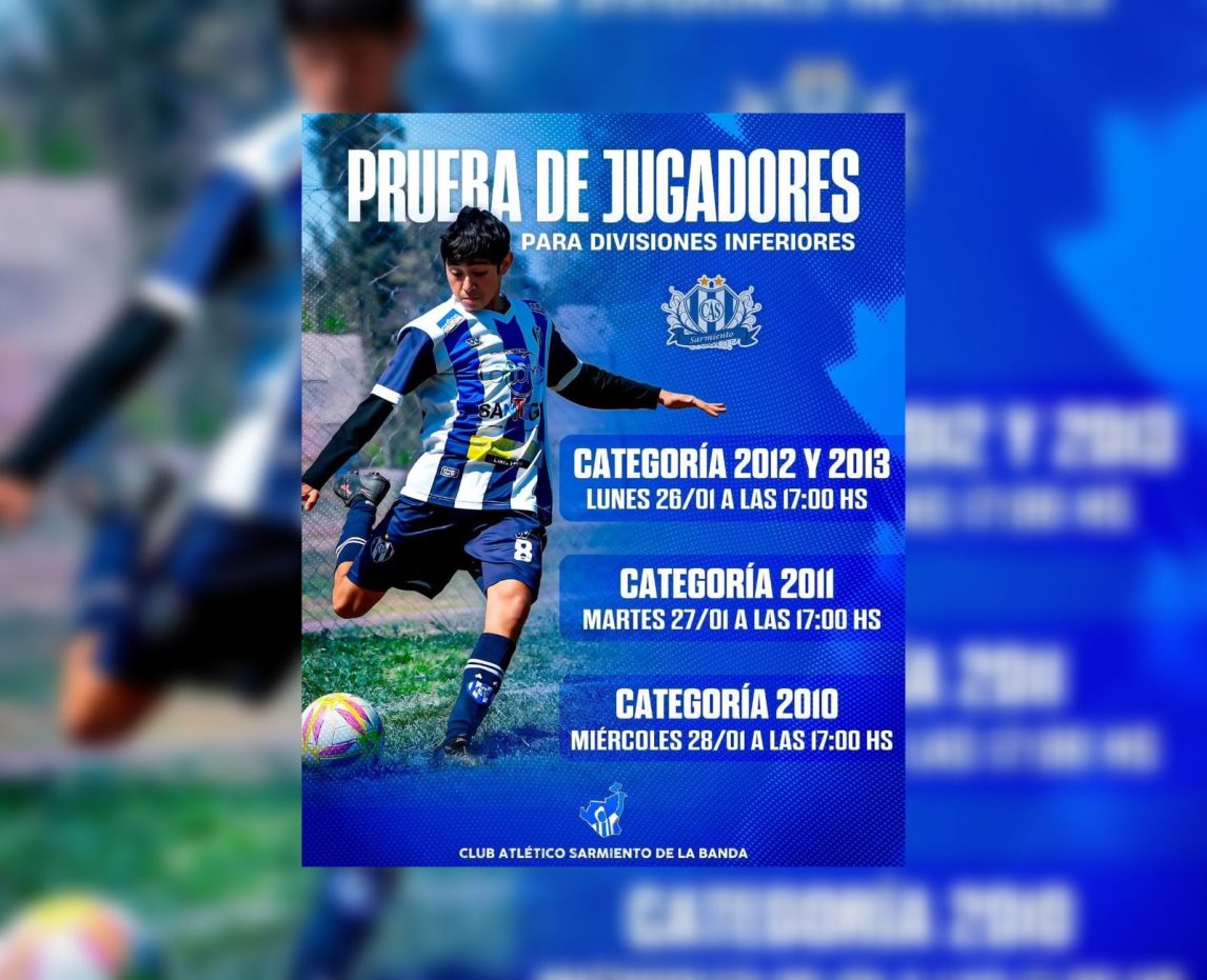 Sarmiento de La Banda realizará pruebas para sus divisiones inferiores