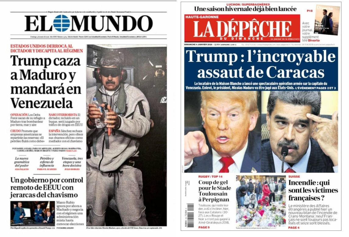 Así reflejan en sus tapas la captura de Maduro los diarios del mundo