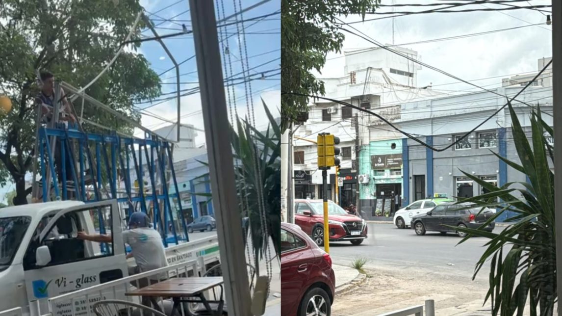 Alarma: un camión enganchó cables y los dejó a baja altura