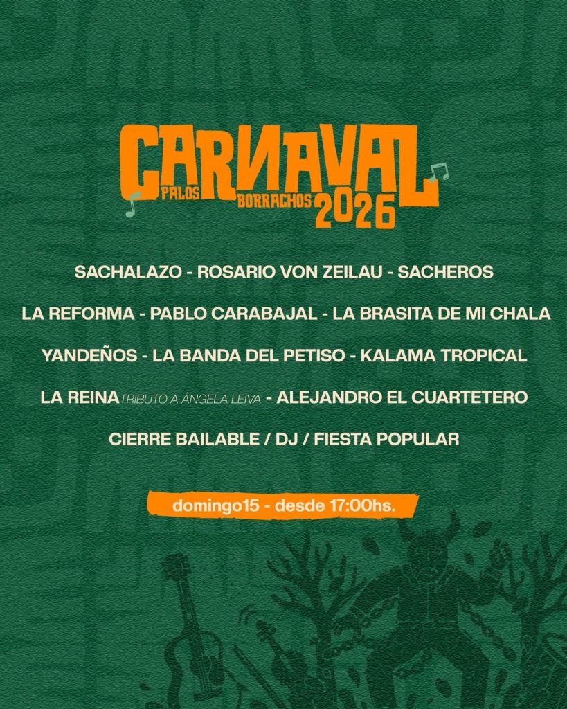 Palos Borrachos vivirá su Carnaval 2026 con una grilla de lujo