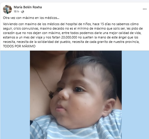 “Máximo quiere vivir, jugar y caminar”: el pedido desesperado de una mamá tucumana para salvar a su bebé