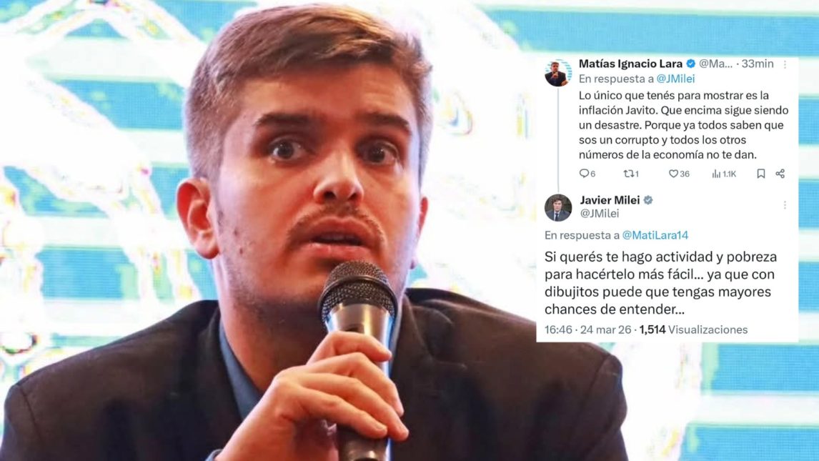 Milei respondió a un tuitero santiagueño: el presidente se cruzó en X con Matías Ignacio Lara