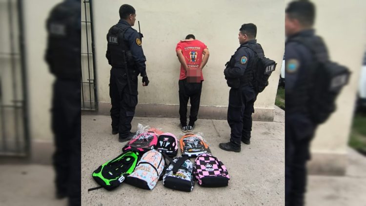 Detienen a un hombre que robó siete mochilas y quiso huir en un remís