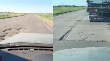 Un conductor mostró el deplorable estado de la Ruta Nacional 34