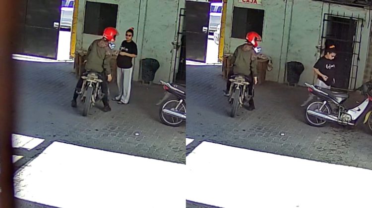 VIDEO | Una mujer embarazada y su pareja robaron una moto desde un estacionamiento en pleno Centro