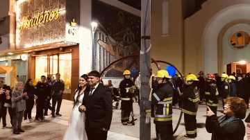 Bomberos Voluntarios de Las Termas le hicieron una emotiva guardia de honor al compañero que se casó