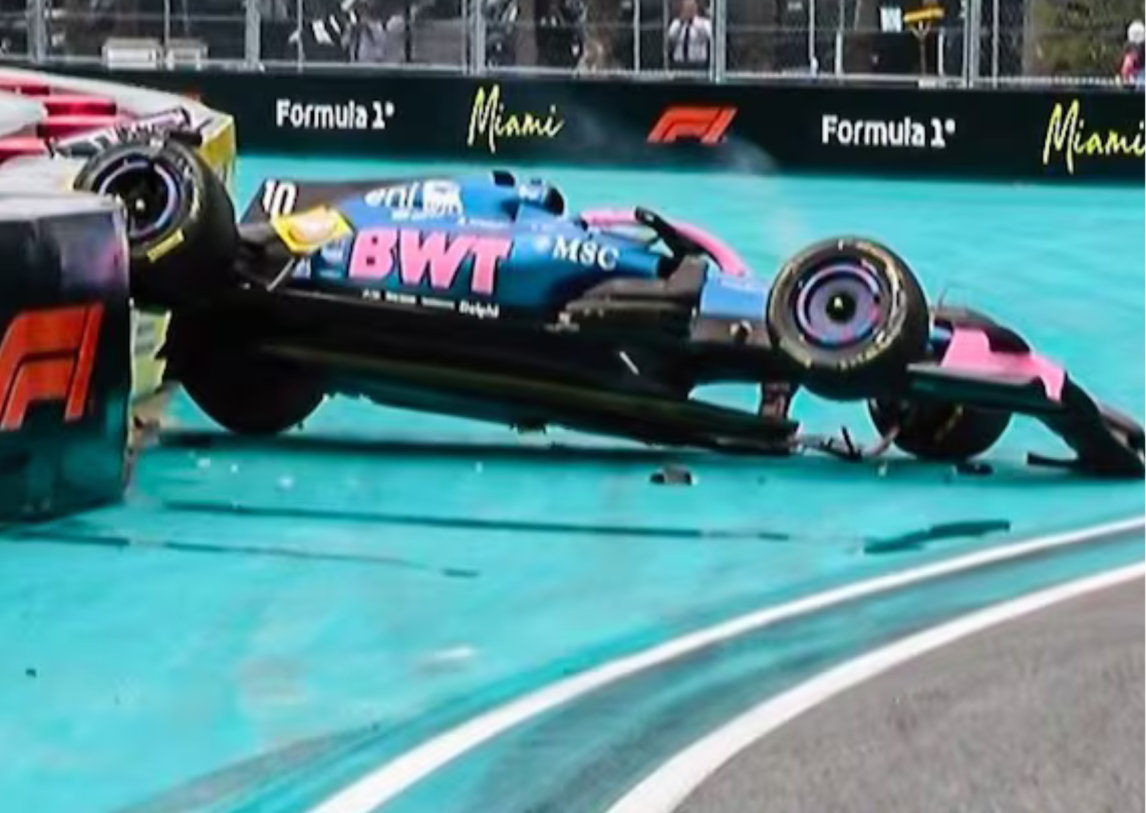 Video: impactante vuelco de Gasly en el GP de Miami y abandono en plena carrera