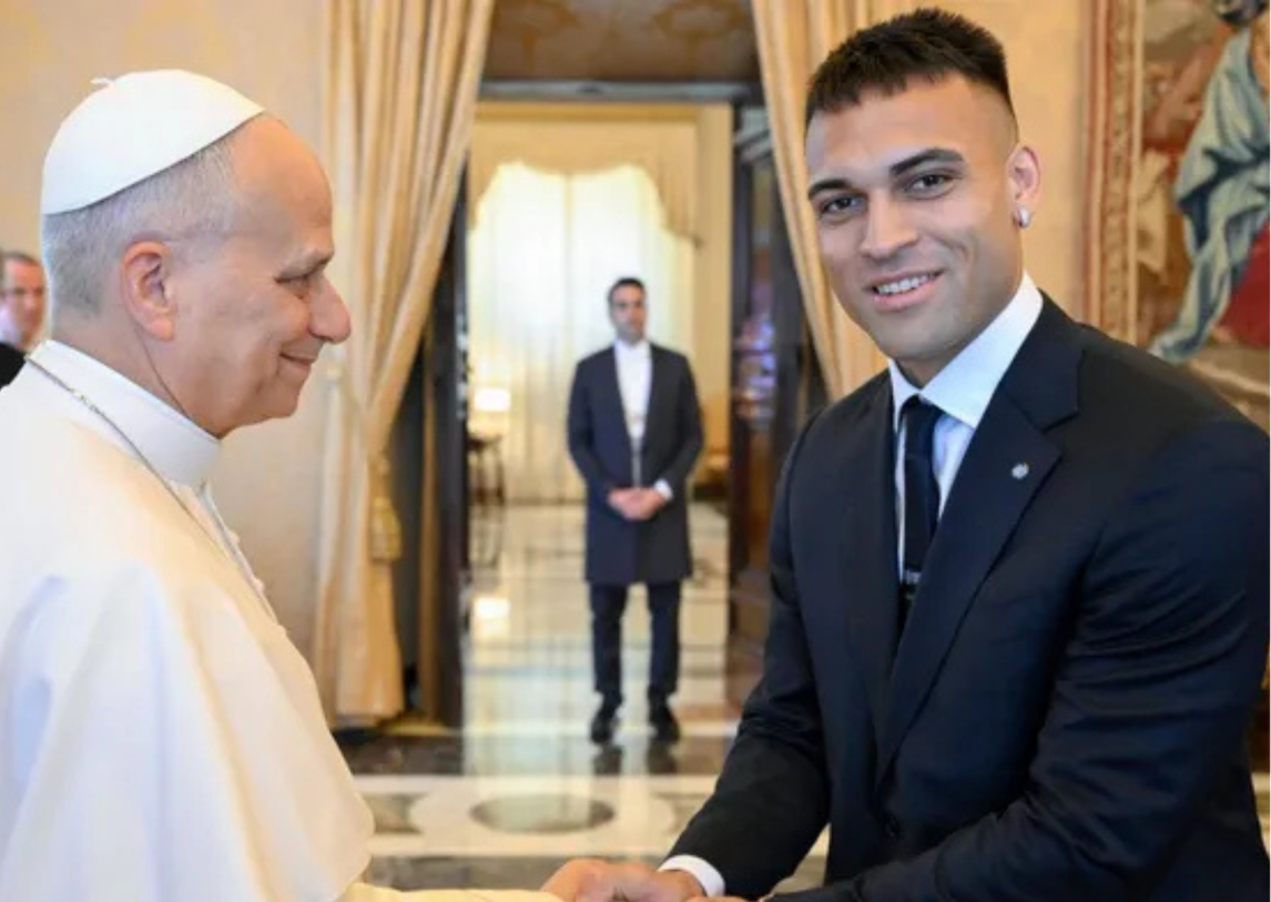 Con Lautaro Martínez presente, el Inter fue recibido por el Papa León XIV