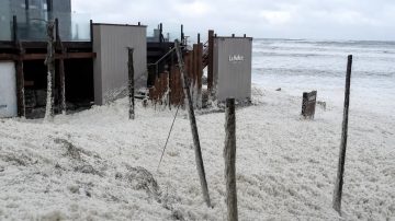 FOTOS: La espuma marina cubrió las playas de Quequén y dejó una postal que parecía nevada