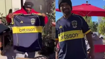 Hermoso y ¿errado gesto?: Esteban recibió de regalo una camiseta de Boca con firmas de Zeballos y Paredes