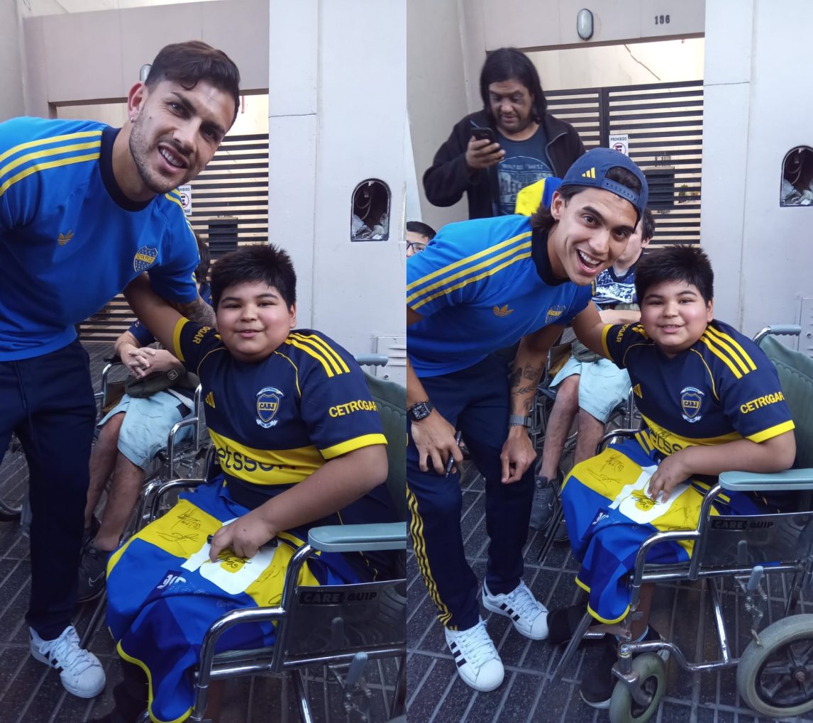 FOTOS. Tiene 9 años y se recupera de una lesión: conoció a los jugadores de Boca
