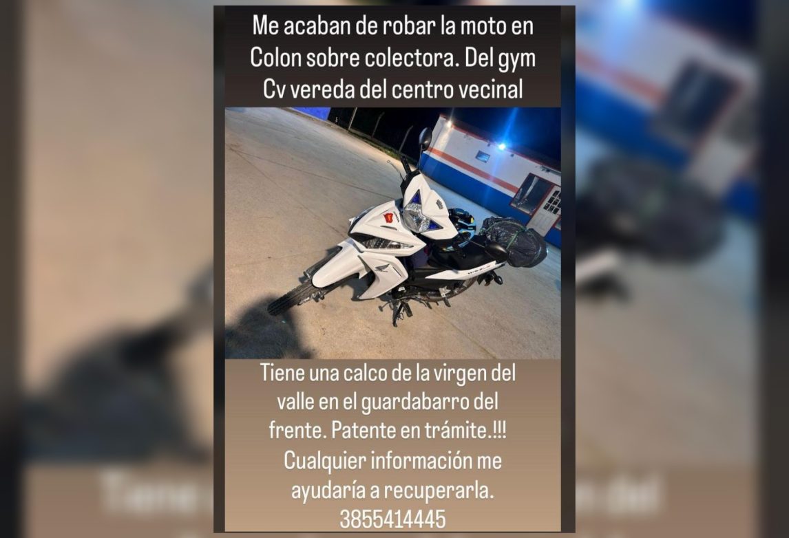 Robaron una moto frente a un gimnasio y piden ayuda para recuperarla