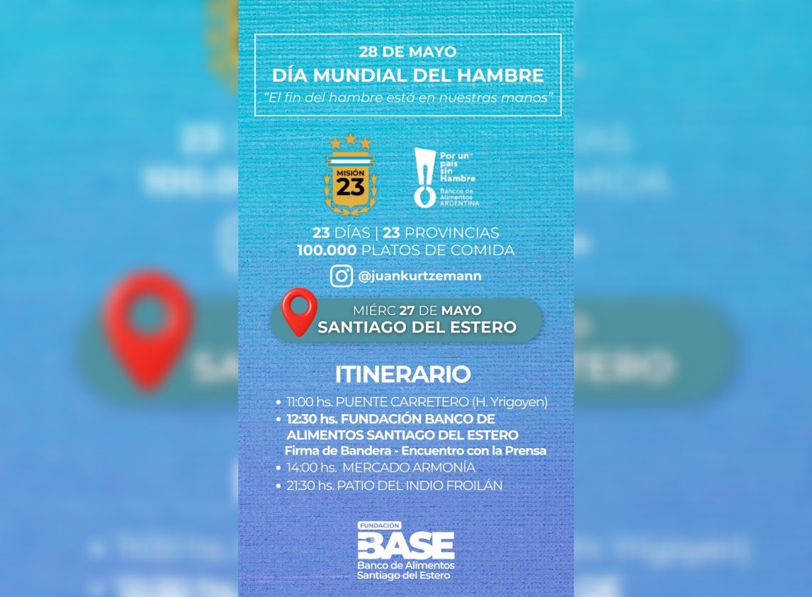 “Misión 23” llega a Santiago del Estero para seguir con el objetivo de recaudar 100.000 platos de comida