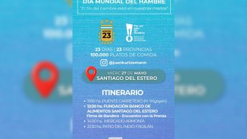 “Misión 23” llega a Santiago del Estero para seguir con el objetivo de recaudar 100.000 platos de comida