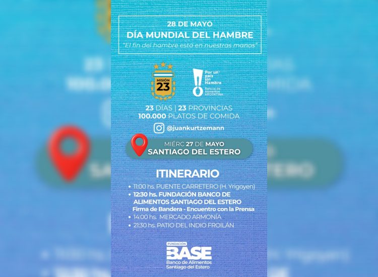 “Misión 23” llega a Santiago del Estero para seguir con el objetivo de recaudar 100.000 platos de comida