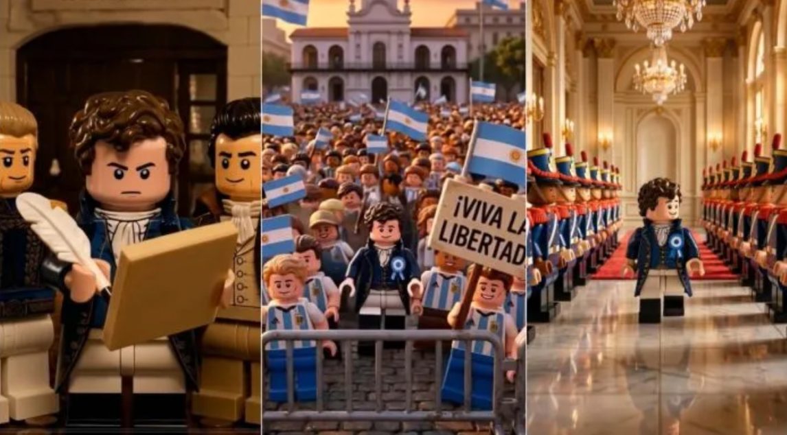 Javier Milei se colocó como protagonista de la Revolución de Mayo, 216 años después junto a Manuel Belgrano