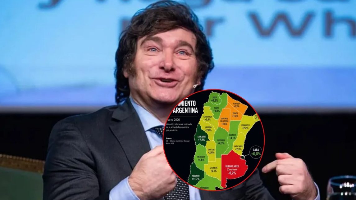 Milei compartió un mapa fake sobre el crecimiento económico y la Universidad Austral salió a desmentirlo