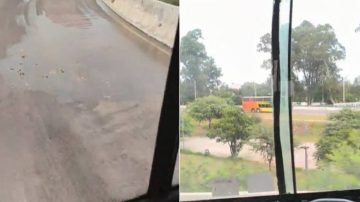 Denuncian a un micro de la empresa San Cristóbal por tirar los desechos del baño a la salida de la terminal de Santiago