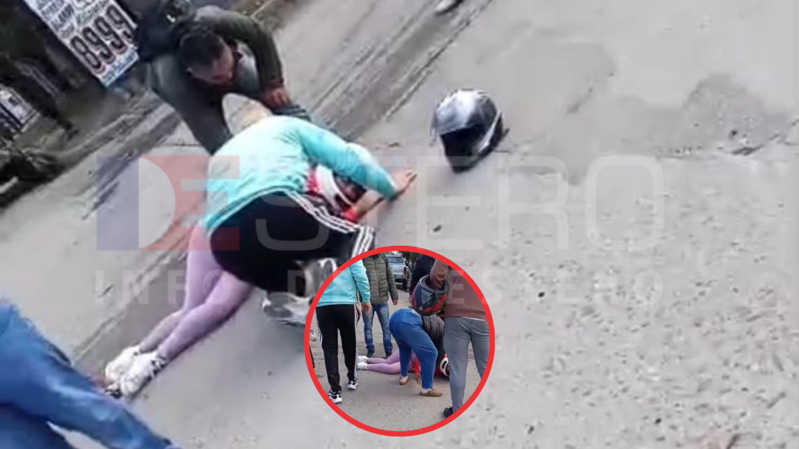 VIDEO. Una mujer terminó herida tras un choque entre una moto y una camioneta