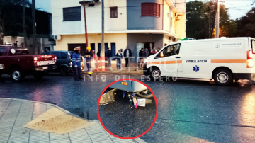 Violento choque en Las Termas: una moto terminó debajo de un colectivo