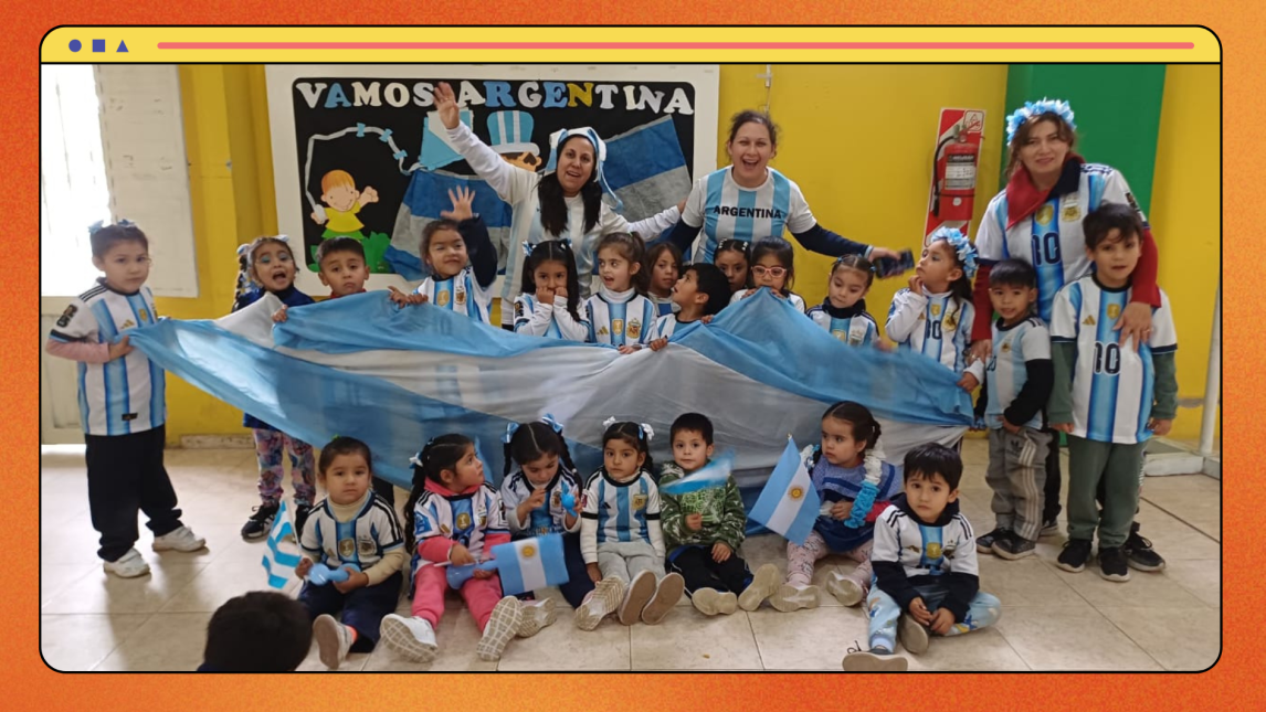 Emotivo proyecto mundialista en un jardín bandeño: aprender las emociones alentando a la Selección