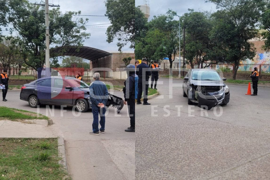 Motociclista chocó contra un auto y terminó embistiendo a un jardinero en pleno Centro de La Banda
